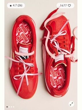 PUMA Anthropologie Exclusive Arizona Bow Lace Red Sneakers Size 7.5 Sold Out!